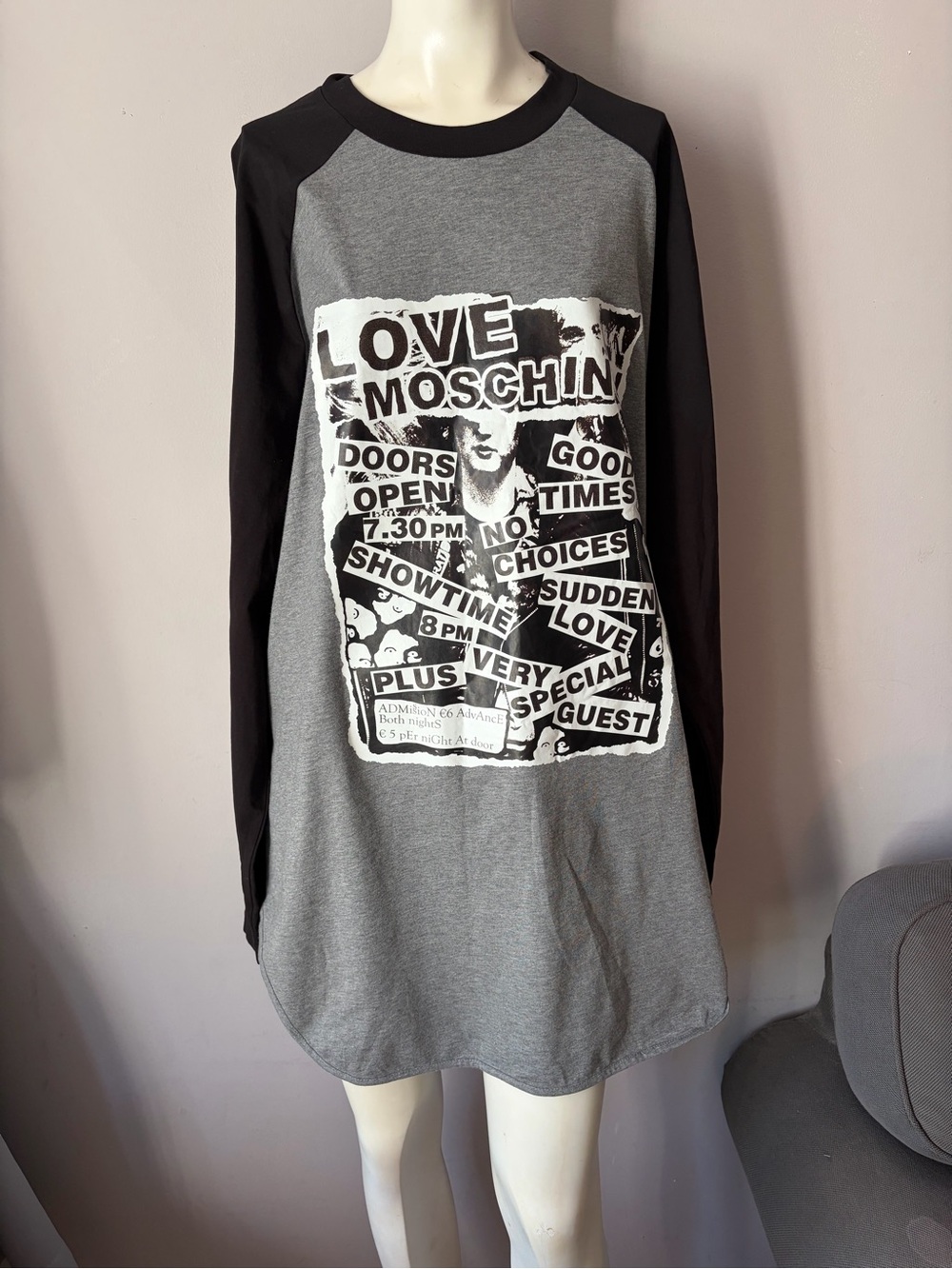 Love Moschino Graphic Print Shirt Dress High Low